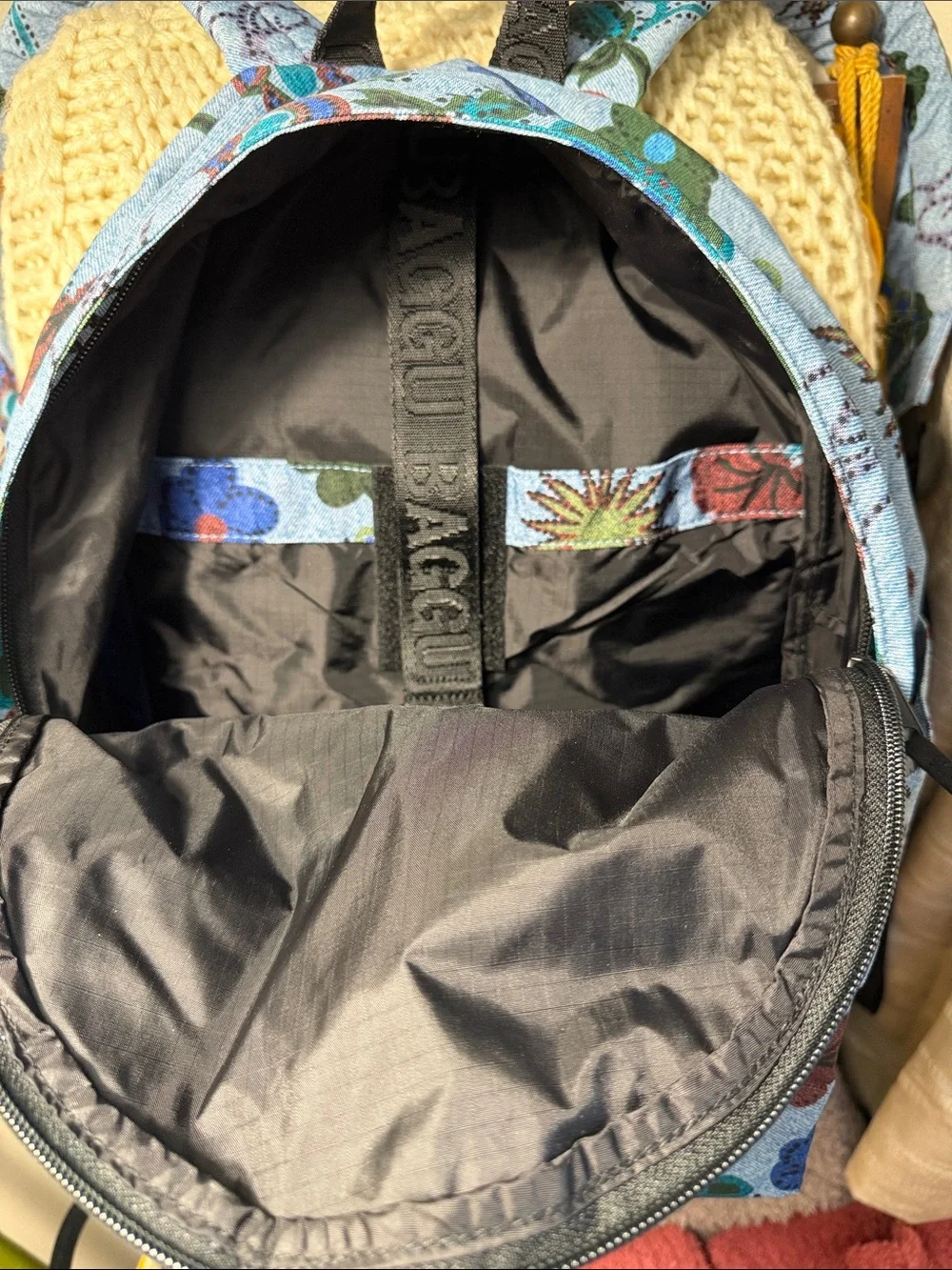 BAGGU Medium Nylon Backpack in Digital Denim Bird